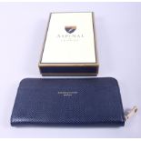 A lady's Aspinal of London blue leather purse, in original box