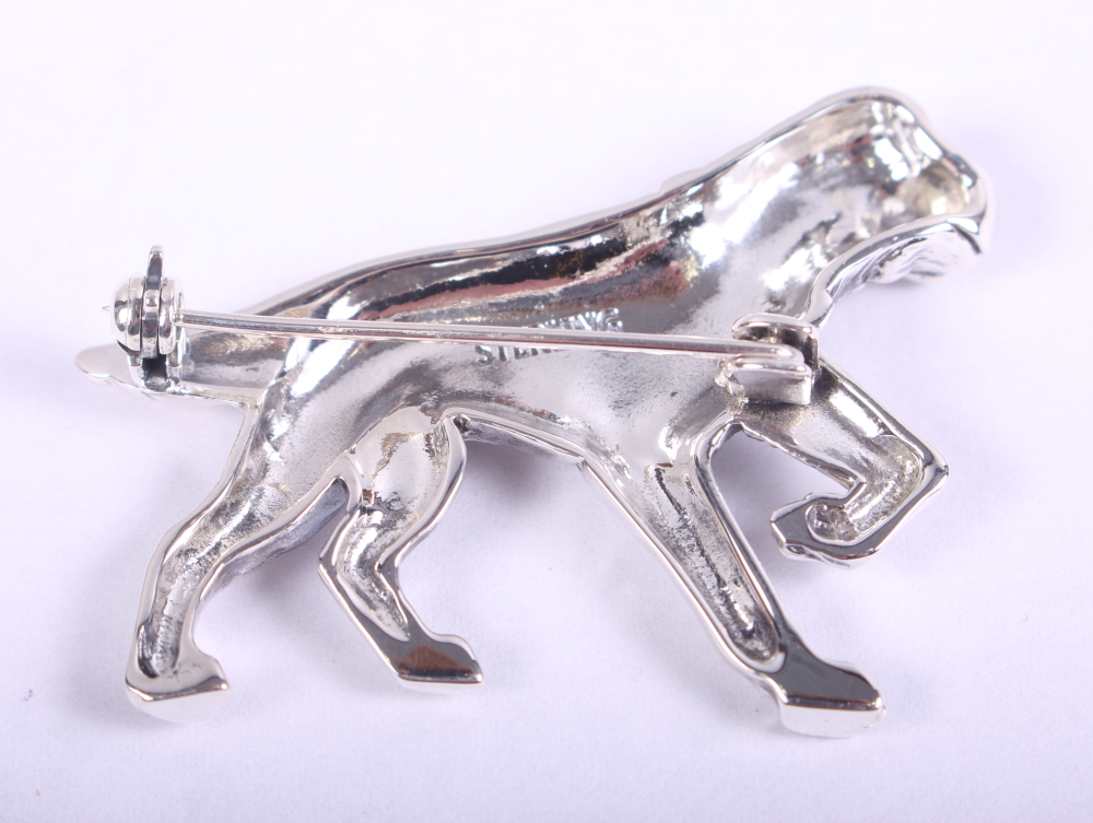 A white metal brooch, formed as a dog, stamped sterling - Image 2 of 2
