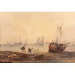 Sam Williamson: watercolours, trawler / fishing boat, on Liverpool Sands / New Brighton, 10" x