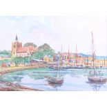 Charles Grigg Tait: watercolours, harbour scene, 9 1/2" x 13", in gilt frame