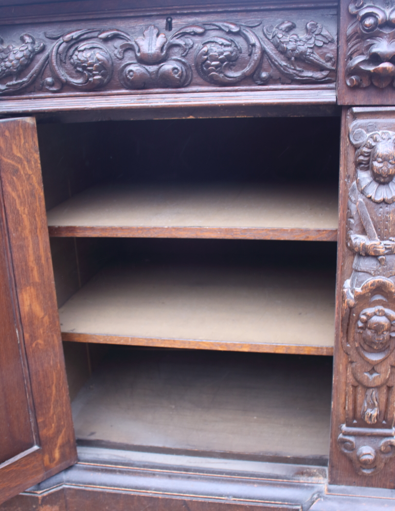 *A partners Victorian oak double pedestal desk with green leather tooled lined top, the pedestals - Image 21 of 21