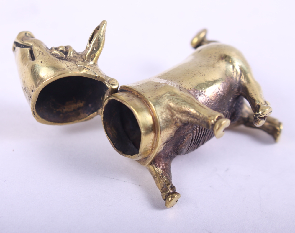 A brass vesta case, formed as a pig - Image 3 of 4