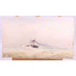 Robert Malcolm Lloyd, 1878: watercolours, paddle steamer in rough seas, 9 3/4" x 17", unframed