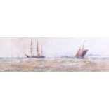 Thomas Bush Hardy, 1891: watercolours "Off Dover" shipping, 6 1/2" x 20", in gilt frame