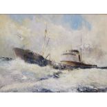 L Porter: oil on board, deep sea trawler at sea, 17 1/2" x 23 1/2", in canvas lined and gilt frame