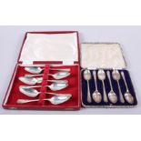 Two cased sets of six silver teaspoons, 7.3oz troy approx