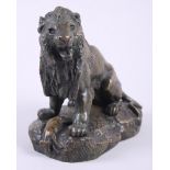 Fratin: a bronze model of a seated lion, 6" high