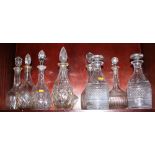 A pair of 19th century decanters and seven other cut glass decanters