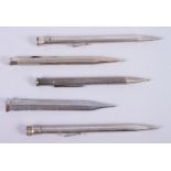 A silver Yard-O-Led propelling pencil, another propelling pencil, two silver plated "Eversharp"