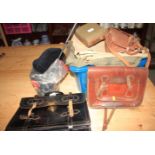 Two leather satchels, a quantity of military items, including canteens, canvas bags, horse riding