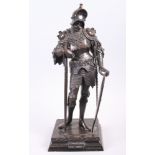 H Fuss, After Peter Vischer: a 19th century bronze figure of King Theodoric the Good, on square