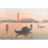 Charmet: a pair of watercolours, Venetian canal scenes, 13 1/4" x 20 1/4", in black strip frames,
