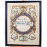 Four Ploughing Society Certificates of Merit, in strip frames