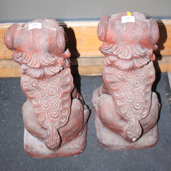 A pair of cast stone and painted Dogs of Fo, 18" high - Bild 3 aus 3