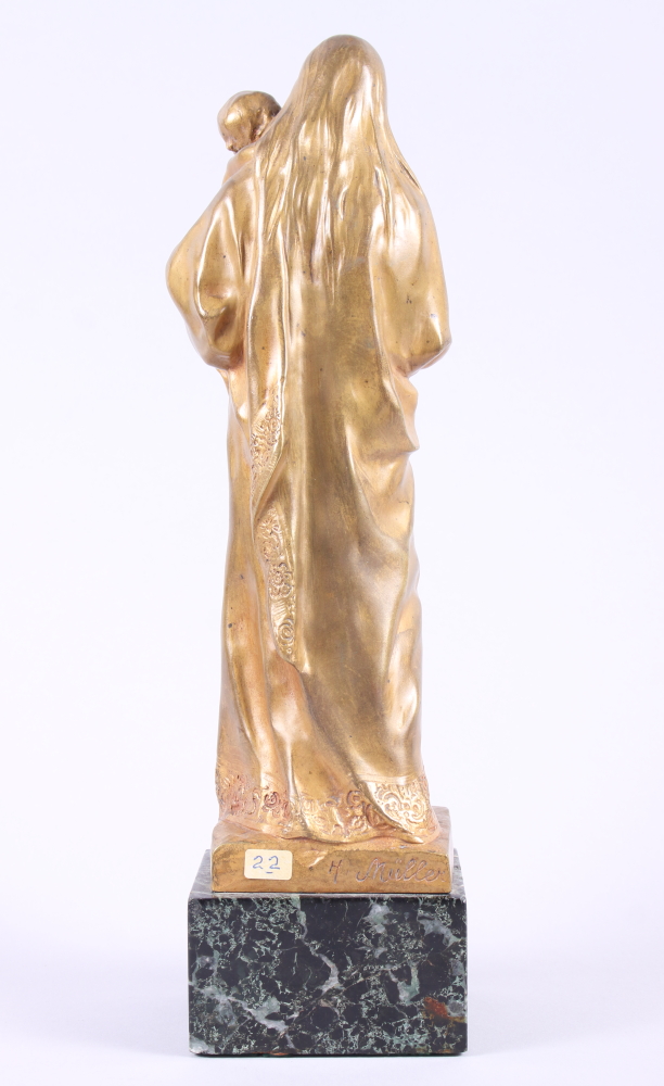 H Muller: a gilt bronze figure of Madonna and child, 13 1/2" high - Image 2 of 3