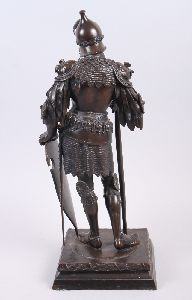 H Fuss, After Peter Vischer: a 19th century bronze figure of King Theodoric the Good, on square - Image 4 of 7