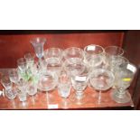 A quantity of glassware, including squat wines, sherry glasses and other assorted pedestal glasses