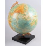 A Philips' 12" terrestrial globe, on stand, 16" high