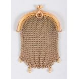 A miniature 9ct gold mesh purse, 18.9 grams