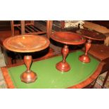 *A turned wood pedestal bowl, 13" dia, and two other similar