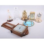 Two anniversary clocks, a sundial, a quartz carriage clock, a barometer and other items