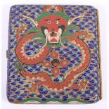 A Chinese cloisonne cigarette case with dragon decoration, 3 1/2" high