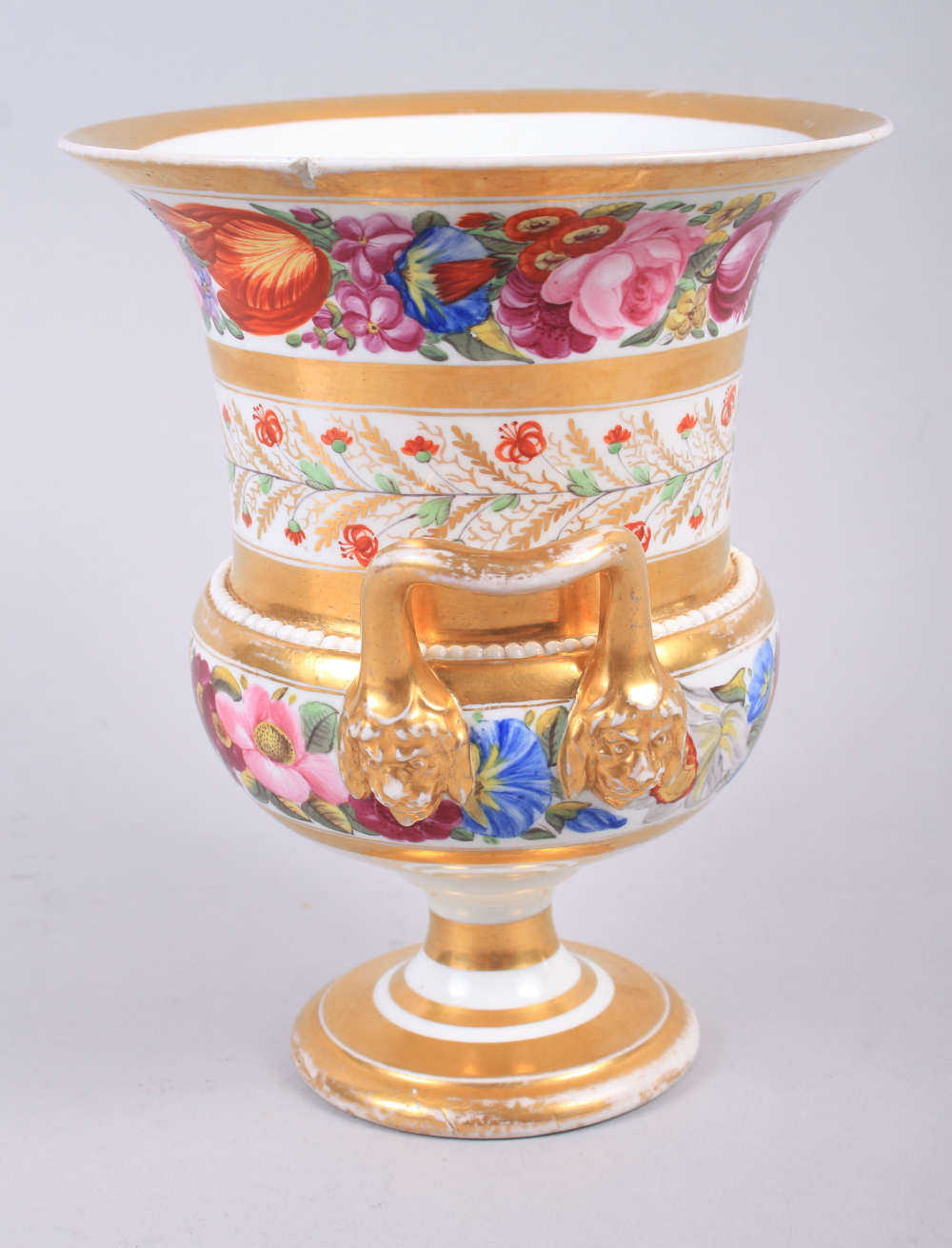 An early 19th century Derby campana vase with rose and floral bands, 7 3/4" high - Image 2 of 11