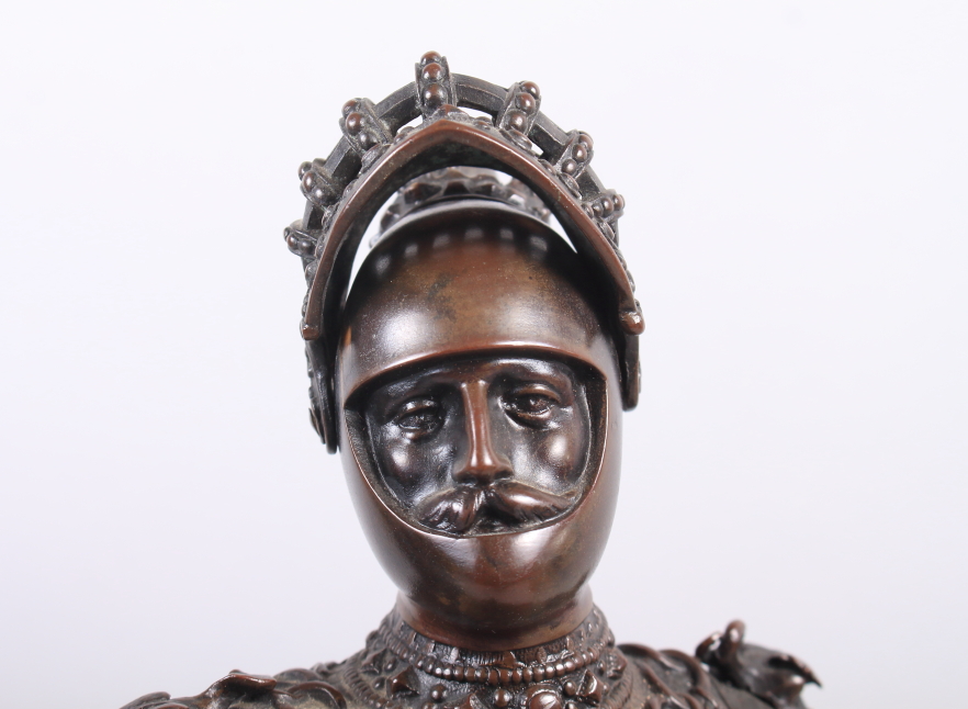 H Fuss, After Peter Vischer: a 19th century bronze figure of King Arthur of England, on square base, - Image 4 of 9