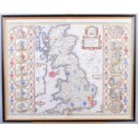 A John Speede map of Saxon Britain, in Hogarth frame