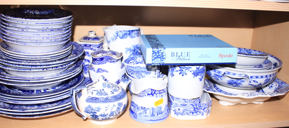 A quantity of Spode "Italian" pattern blue and white china, including teapots, a gravy boat and - Image 3 of 7