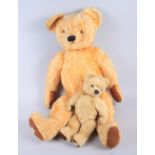 A Chad Valley growler mohair teddy bear, 28" high, and another smaller Chad Valley bear