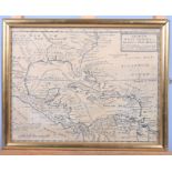 A map of the West Indies and Mexico or New Spain, by H Moll, in gilt strip frame