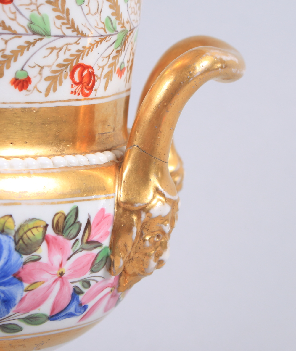 An early 19th century Derby campana vase with rose and floral bands, 7 3/4" high - Image 7 of 11