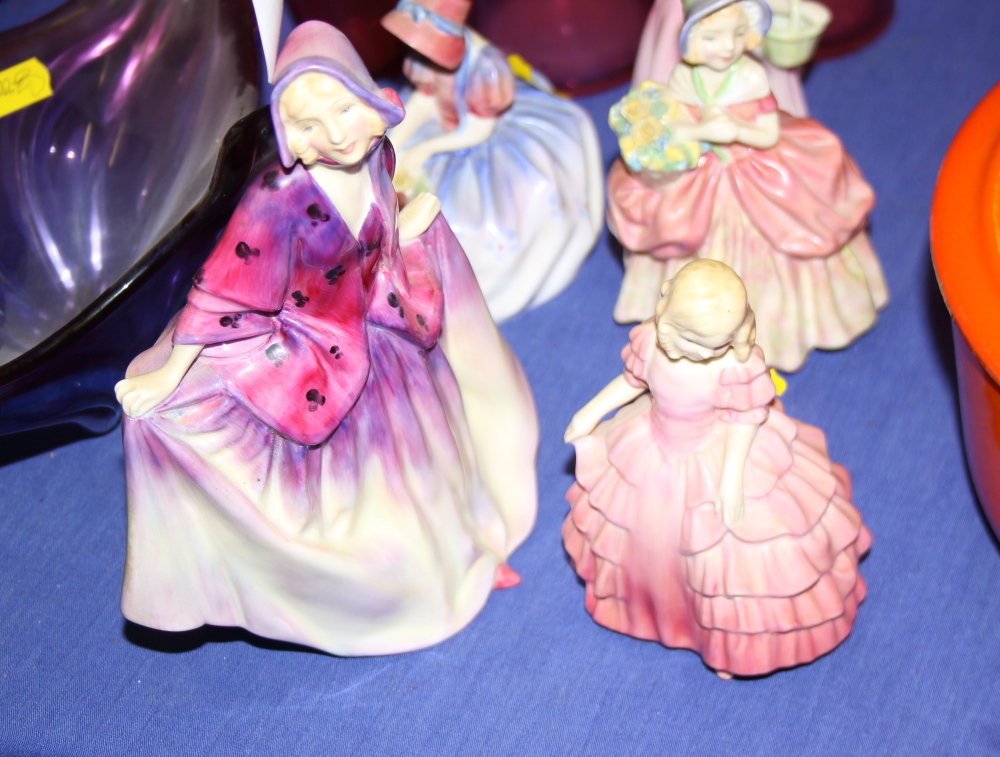 A Royal Doulton figure, "Sweet Anne" HN1496, four other figures, and a quantity of cranberry - Image 2 of 8