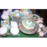 A number of miniature cabinet cups and saucers, a floral decorated teaset, a Cantonese bowl and