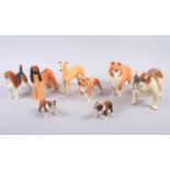 A collection of Beswick dogs, including Lochinvar of Lady Park, Hajubah of Davlen, three Basford