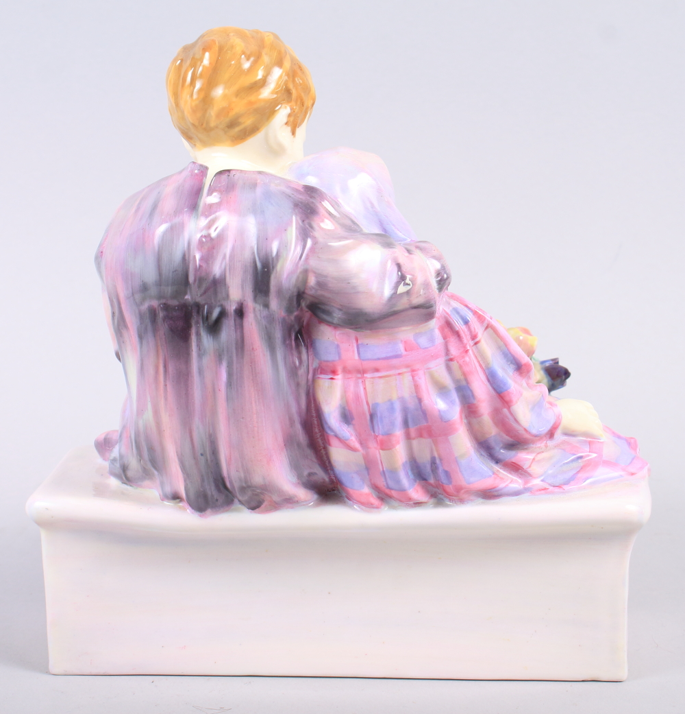 A Royal Doulton bone china figure group, "The Flower Seller's Children" HN806, 7 3/4" high (hair - Image 2 of 5