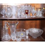 A pair of Waterford "Nocturne" pattern wine glasses, a Waterford "Marquis" pattern vase, Royal