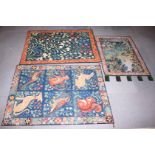 Three Ehrman wall hanging tapestries, one with a floral design and the others with animal and flower