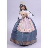 Two Lladro gres figures, a girl holding a piglet, "Country Joy" 2356, 11 3/4" high, and a girl