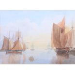 Captain John Lloyd: three watercolours, "Rhagatt Nr Corwen, North Wales", ships at sea, 6 3/4" x