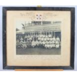 A collection of early 20th century sporting team photographs, an oil sketch of a Spitfire and