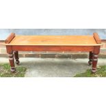 A 19th century mahogany window seat, on turned supports, 41" wide