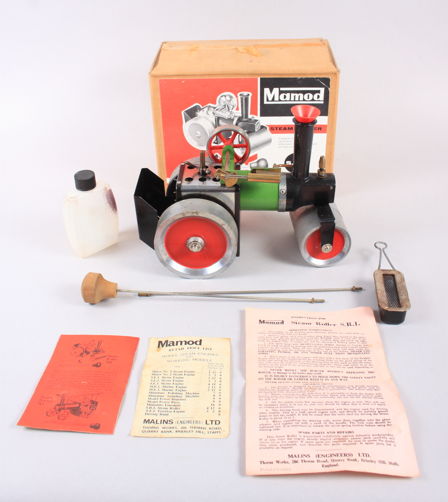 A Mamod steam roller with accessories, in original box