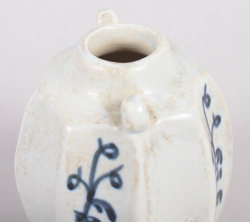 A Yuan Dynasty? miniature twin-handled vase, decorated floral sprigs in underglaze blue, 3" high - Image 5 of 6