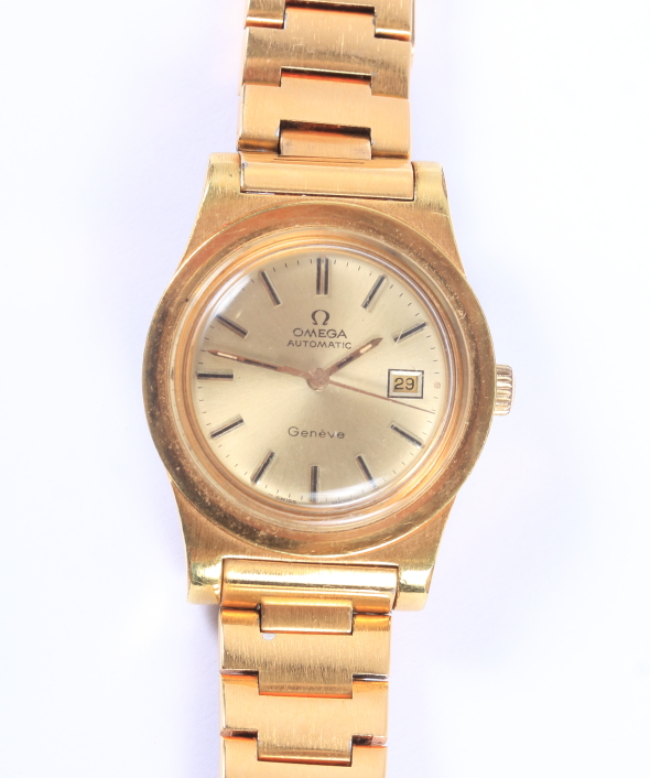 A lady's Omega Geneve gilt metal bracelet watch with automatic movement, gilt dial with baton - Image 2 of 3