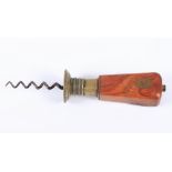 A Victorian brass and kingwood corkscrew