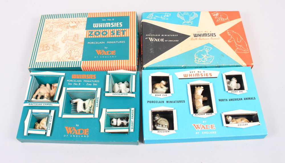 A set of six Wade whimsies North American animals, in original box, and a companion set, zoo