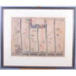John Ogilby: a 17th century strip route map, London to Winchester, in strip frame