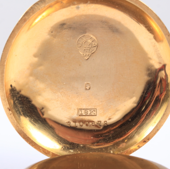 An 18ct gold cased half hunter pocket watch with white enamel dial, Roman numerals and subsidiary - Image 5 of 8